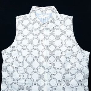 Ivory and Black Sleeveless Button Down Top - NWOT